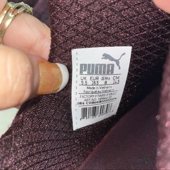 Puma Burgundy Fierce Krm High Top Sneakers Size 8 Excellent Condition - Picture 8 of 9